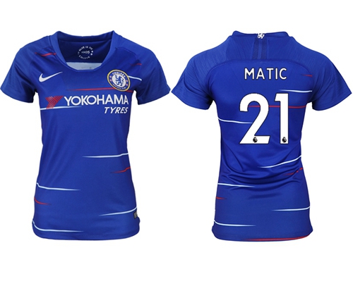 Women's Chelsea #21 Matic Home Soccer Club Jersey Women's Chelsea #21 Matic Home Soccer Club Jersey