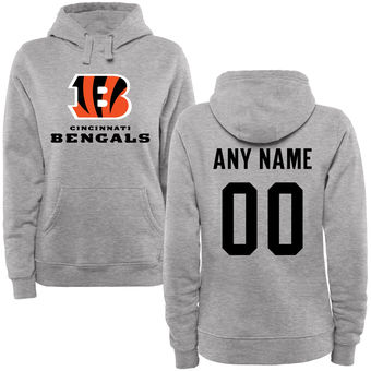 Women's Cincinnati Bengals Steel Custom Name & Number Wordmark Pullover Hoodie Women's Cincinnati Bengals Steel Custom Name & Number Wordmark Pullover Hoodie