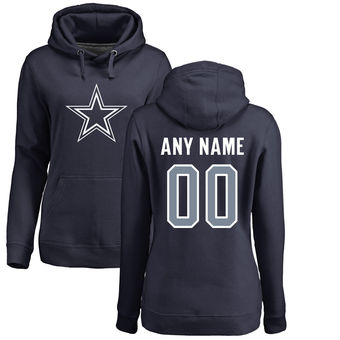 Women's Dallas Cowboys Pro Line Navy Any Name & Number Logo Personalized Pullover Hoodie