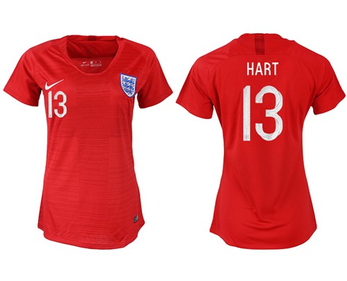 Women's England #13 Hart Away Soccer Country Jersey Women's England #13 Hart Away Soccer Country Jersey