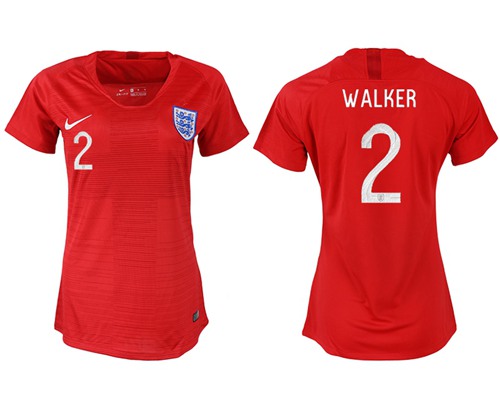 Women's England #2 Walker Away Soccer Country Jersey Women's England #2 Walker Away Soccer Country Jersey