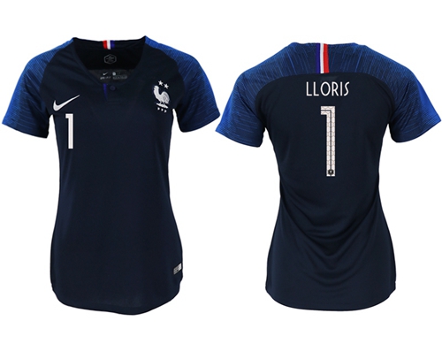 Women's France #1 LLORIS Home Soccer Country Jersey Women's France #1 LLORIS Home Soccer Country Jersey