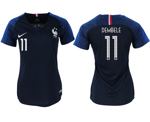 Women's France #11 Dembele Home Soccer Country Jersey Women's France #11 Dembele Home Soccer Country Jersey