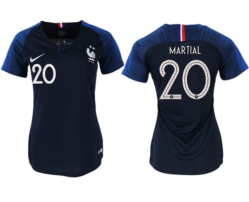 Women's France #20 Martial Home Soccer Country Jersey