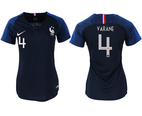 Women's France #4 Varane Home Soccer Country Jersey Women's France #4 Varane Home Soccer Country Jersey
