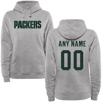 Women's Green Bay Packers Steel Custom Name & Number Wordmark Pullover Hoodie Women's Green Bay Packers Steel Custom Name & Number Wordmark Pullover Hoodie