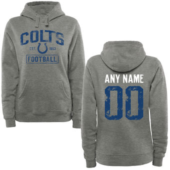 Women's Indianapolis Colts Heather Gray Custom Name & Number Pullover Hoodie