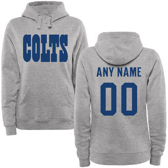 Women's Indianapolis Colts Steel Custom Name & Number Wordmark Pullover Hoodie