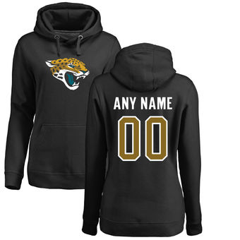 Women's Jacksonville Jaguars Pro Line Black Any Name & Number Logo Personalized Pullover Hoodie