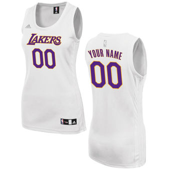Women's Los Angeles Lakers adidas White Custom Fashion Jersey