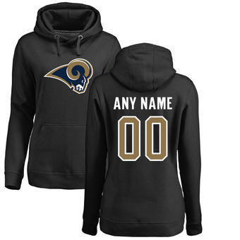 Women's Los Angeles Rams Pro Line Black Personalized Name & Number Logo Pullover Hoodie
