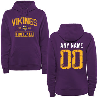 Women's Minnesota Vikings Purple Custom Name & Number Pullover Hoodie