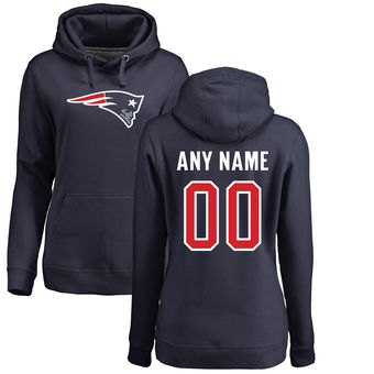 Women's New England Patriots Pro Line Navy Any Name & Number Logo Personalized Pullover Hoodie