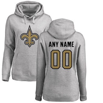Women's New Orleans Saints Pro Line Ash Personalized Name & Number Logo Pullover Hoodie