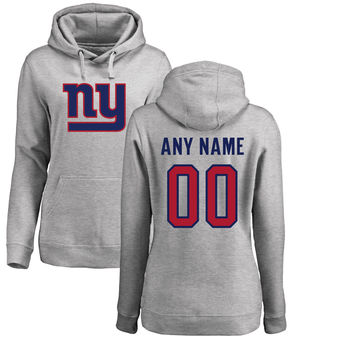 Women's New York Giants Pro Line Ash Personalized Name & Number Logo Pullover Hoodie