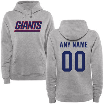 Women's New York Giants Steel Custom Name & Number Wordmark Pullover Hoodie Women's New York Giants Steel Custom Name & Number Wordmark Pullover Hoodie