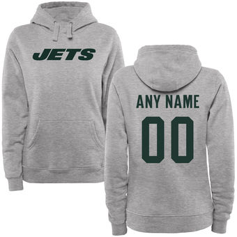 Women's New York Jets Steel Custom Name & Number Wordmark Pullover Hoodie Women's New York Jets Steel Custom Name & Number Wordmark Pullover Hoodie