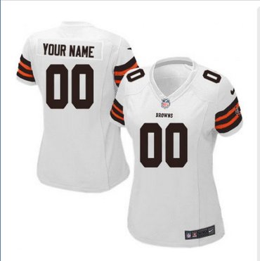 Women's Nike Cleveland Browns Customized Limited White NFL Jersey