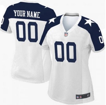 Women's Nike Dallas Cowboys Customized Limited White Throwback Alternate NFL Jersey