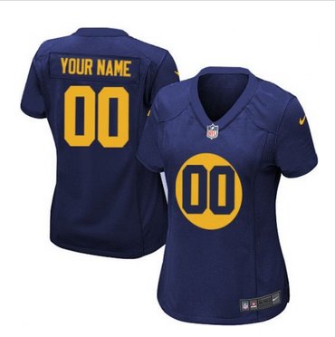 Women's Nike Green Bay Packers Customized Elite Navy Blue Alternate NFL Jersey