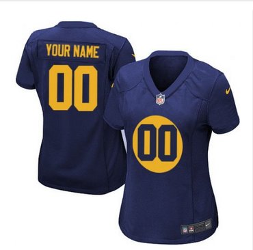 Women's Nike Green Bay Packers Customized Limited Navy Blue Alternate NFL Jersey