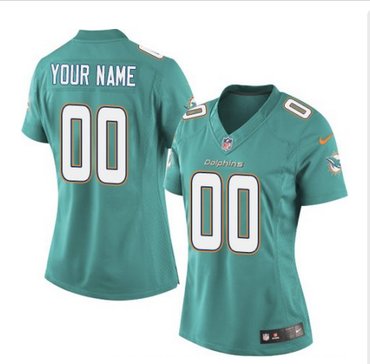 Women's Nike Miami Dolphins Customized Elite Aqua Green Team Color NFL Jersey