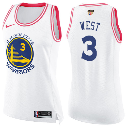 Women's Nike Warriors #3 David West White Pink The Finals Patch Women's NBA Swingman Fashion Jersey