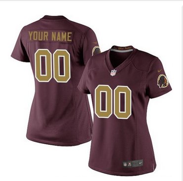 Women's Nike Washington Redskins Customized Elite RedGold Number Alternate 80TH Anniversary NFL Jersey