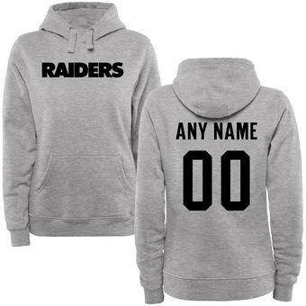 Women's Oakland Raiders Steel Custom Name & Number Wordmark Pullover Hoodie