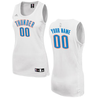 Women's Oklahoma City Thunder adidas White Custom Fashion Jersey