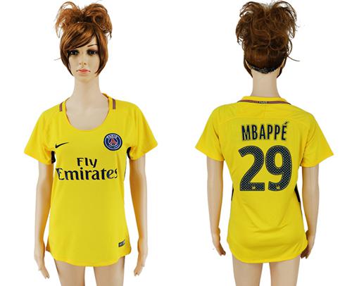 Women's Paris Saint-Germain #29 Mbappe Away Soccer Club Jersey Women's Paris Saint-Germain #29 Mbappe Away Soccer Club Jersey