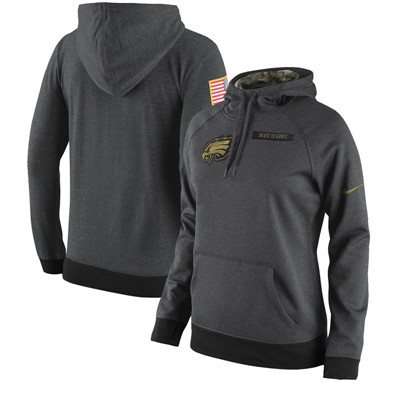 Women's Philadelphia Eagles Nike Anthracite Salute to Service Player Performance Hoodie Women's Philadelphia Eagles Nike Anthracite Salute to Service Player Performance Hoodie