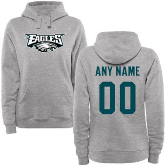Women's Philadelphia Eagles Steel Custom Name & Number Wordmark Pullover Hoodie