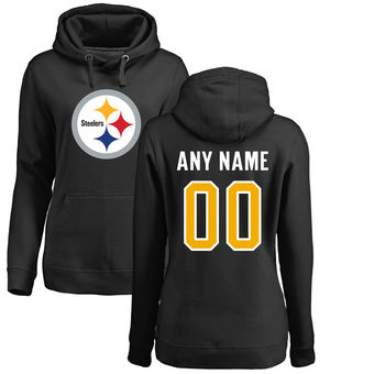 Women's Pittsburgh Steelers Pro Line Black Any Name & Number Logo Personalized Pullover Hoodie Women's Pittsburgh Steelers Pro Line Black Any Name & Number Logo Personalized Pullover Hoodie