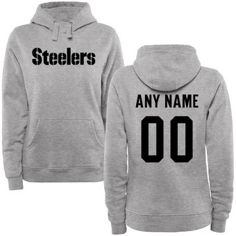 Women's Pittsburgh Steelers Steel Custom Name & Number Wordmark Pullover Hoodie