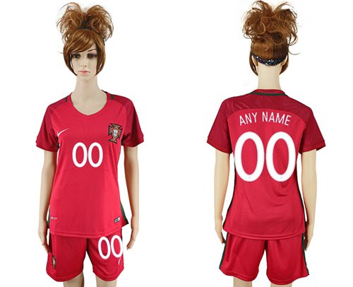 Women's Portugal Personalized Home Soccer Country Jersey Women's Portugal Personalized Home Soccer Country Jersey