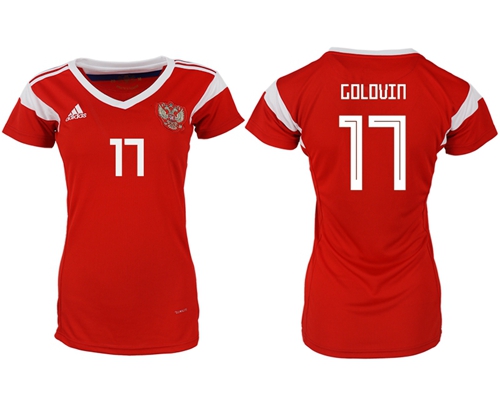 Women's Russia #17 Golovin Home Soccer Country Jersey Women's Russia #17 Golovin Home Soccer Country Jersey