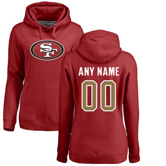 Women's San Francisco 49ers Pro Line Red Any Name & Number Logo Personalized Pullover Hoodie Women's San Francisco 49ers Pro Line Red Any Name & Number Logo Personalized Pullover Hoodie