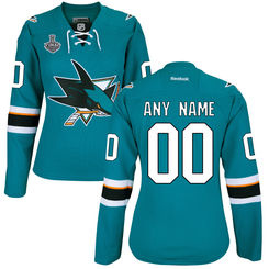 Women's San Jose Sharks Reebok Teal 2016 Stanley Cup Final Bound Premier Home Custom Jersey