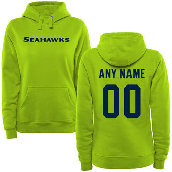 Women's Seattle Seahawks Green Custom Name & Number Wordmark Pullover Hoodie