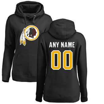 Women's Washington Redskins Pro Line Black Personalized Name & Number Logo Pullover Hoodie