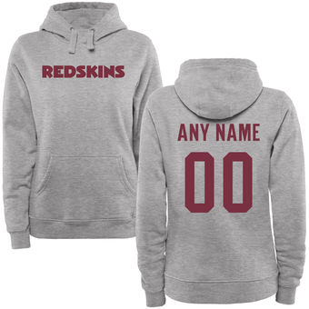 Women's Washington Redskins Steel Custom Name & Number Wordmark Pullover Hoodie