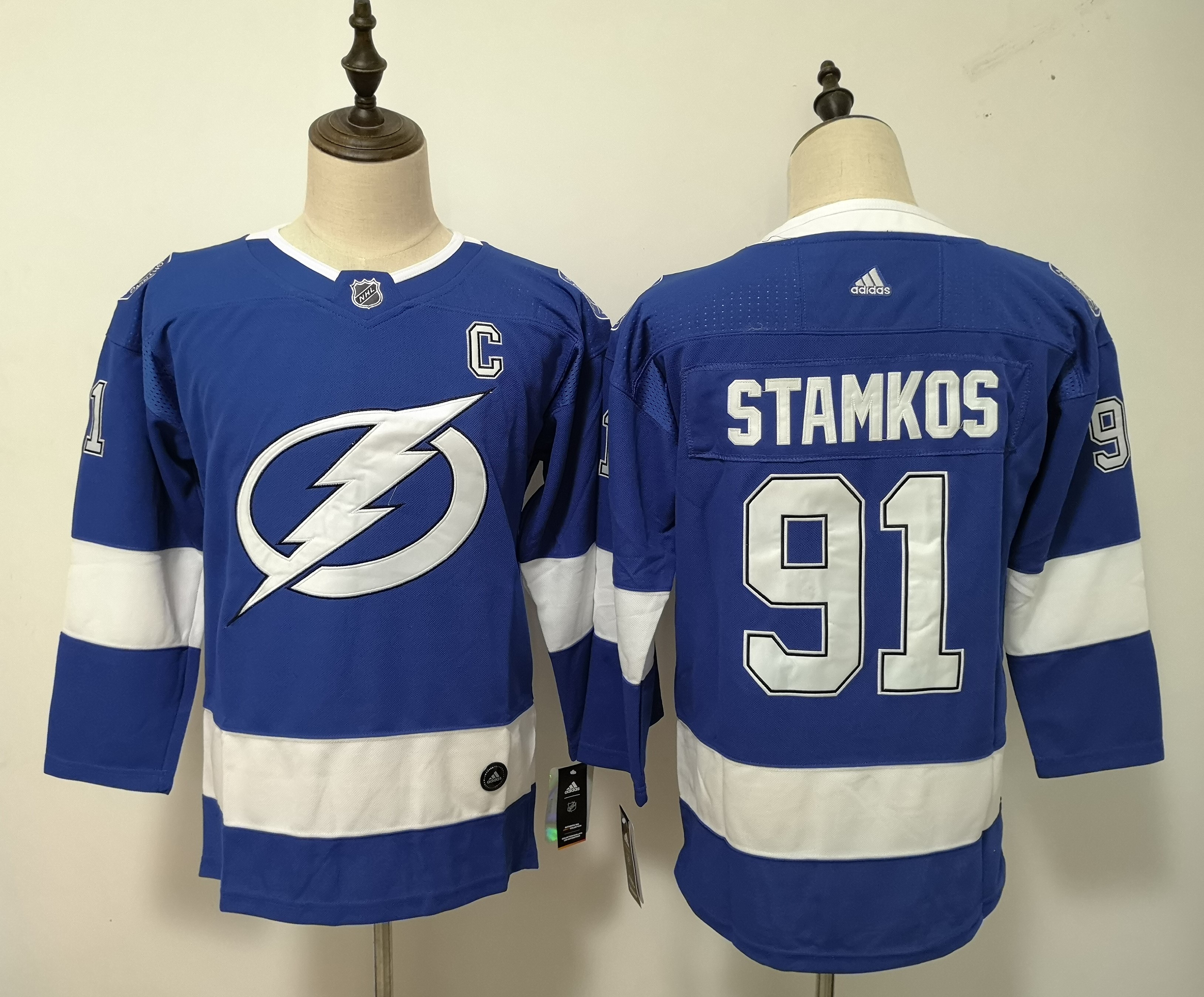 Women Adidas Lightning #91 Andrei Vasilevskiy Blue Home Authentic Drift Fashion Stitched NHL Jersey