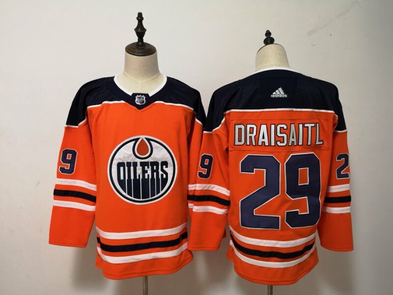 Women Adidas Oilers #29 Leon Draisaitl Orange Home Authentic Drift Fashion Stitched NHL Jersey