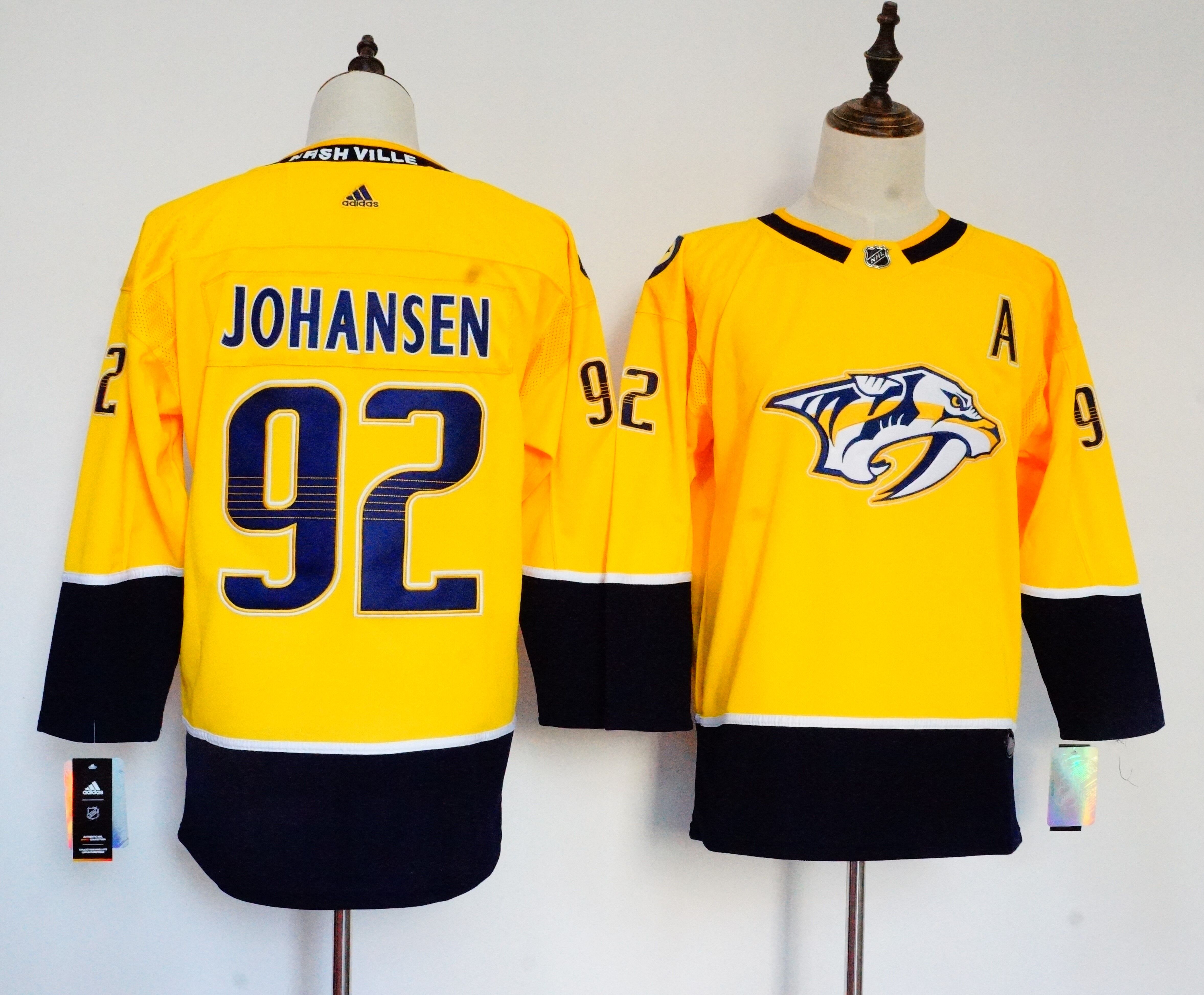 Women Adidas Predators #92 Viktor Arvidsson Yellow Home Authentic Drift Fashion Stitched NHL Jersey  3