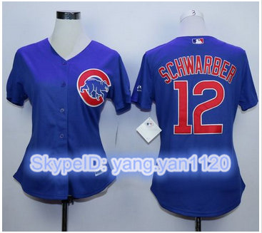 Women Chicago Cubs #12 Kyle Schwarber Blue Alternate Stitched MLB Jersey