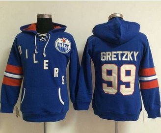 Women Edmonton Oilers #99 Wayne Gretzky Light Blue Old Time Heidi NHL Hoodie
