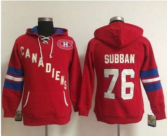 Women Montreal Canadiens #76 P.K Subban Red Old Time Heidi NHL Hoodie