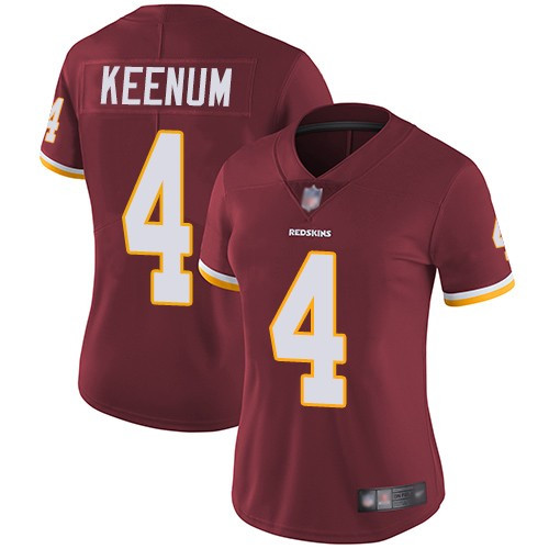Women Nike Redskins 4 Case Keenum Burgundy Women Vapor Untouchable Limited Jersey