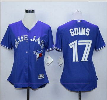Women Toronto Blue Jays #17 Ryan Goins Blue Alternate Stitched MLB Jersey